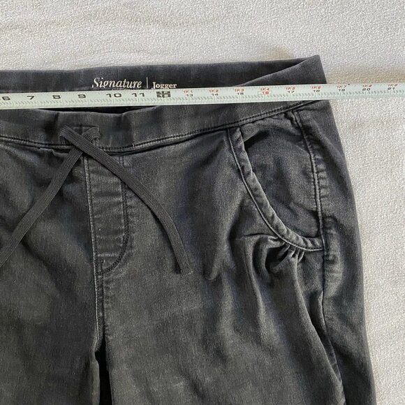 Levi Strauss Women Signature Skinny Joggers Black Jean Stretch Size Lg Split Hem - Picture 6 of 12
